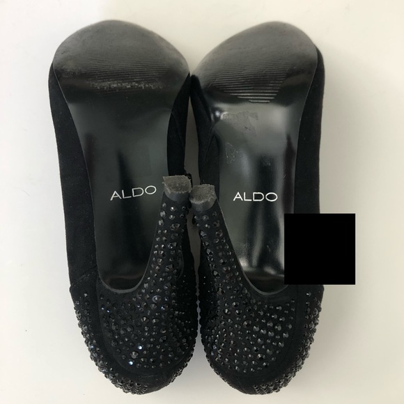 🚫 SOLD Aldo Suede Leather Rhinestone Heel Booties 7.5 - Picture 8 of 9